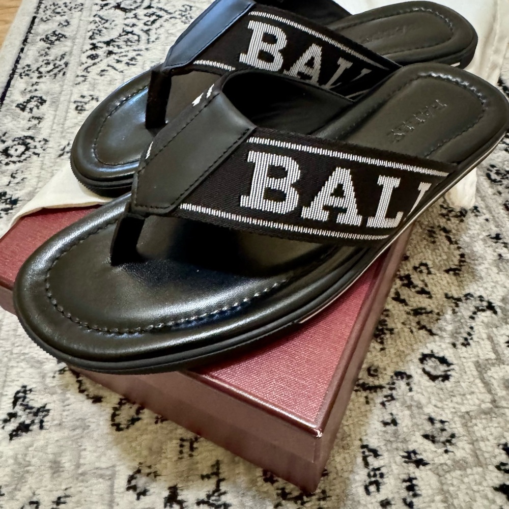Bally Black Logo Flip Flops